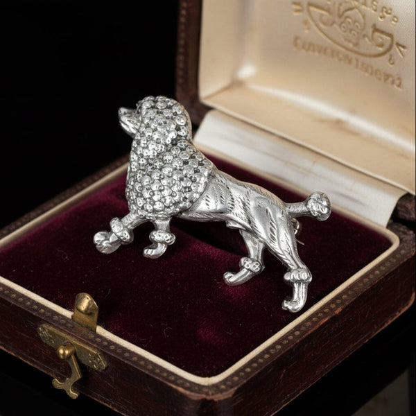 Antique Sterling Silver Poodle Dog Figural Brooch - Boylerpf