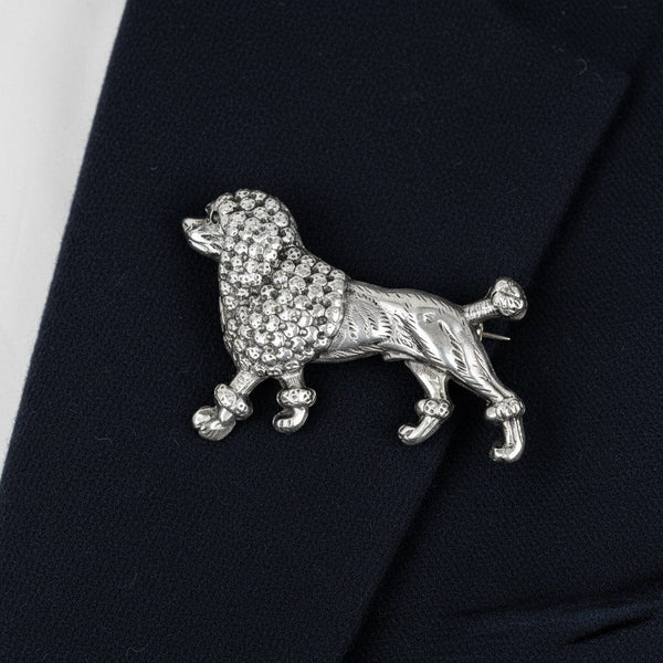 Antique Sterling Silver Poodle Dog Figural Brooch - Boylerpf