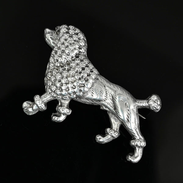Antique Sterling Silver Poodle Dog Figural Brooch - Boylerpf