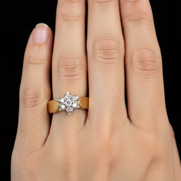 Vintage 14K Gold Daisy Cluster Diamond Ring - Boylerpf
