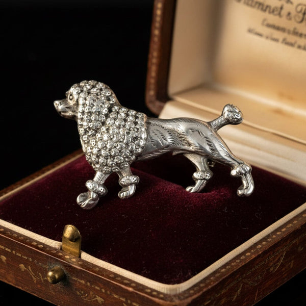 Antique Sterling Silver Poodle Dog Figural Brooch - Boylerpf
