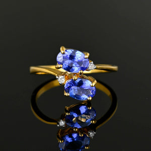 Toi et Moi 18K Gold Diamond Tanzanite Ring - Boylerpf