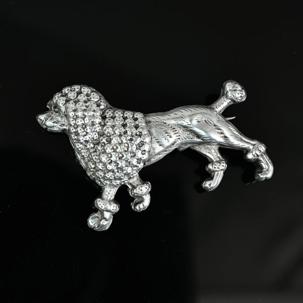 Antique Sterling Silver Poodle Dog Figural Brooch - Boylerpf