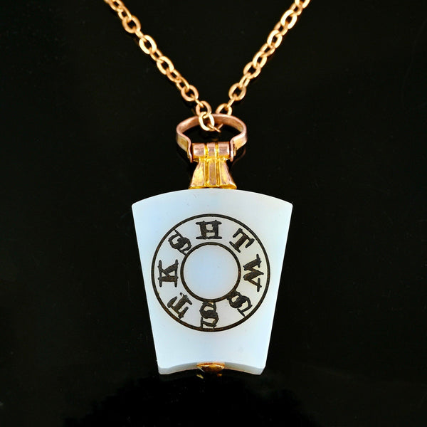 Antique Gold White Chalcedony Masonic Watch Fob Pendant - Boylerpf