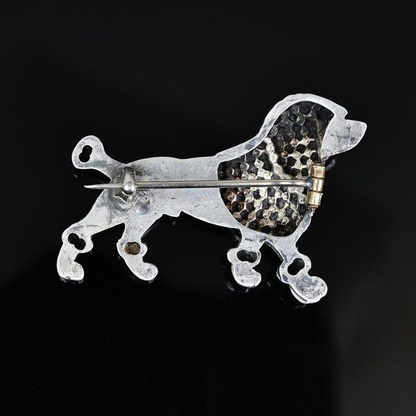 Antique Sterling Silver Poodle Dog Figural Brooch - Boylerpf