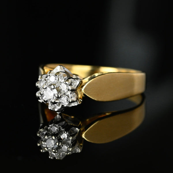 Vintage 14K Gold Daisy Cluster Diamond Ring - Boylerpf