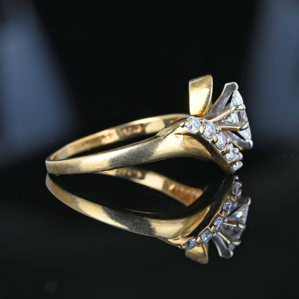 Vintage 14K Gold .75 Carat Marquise Diamond Cocktail Ring - Boylerpf