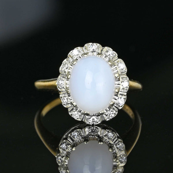 Art Deco Diamond Halo Natural Star Sapphire Ring - Boylerpf