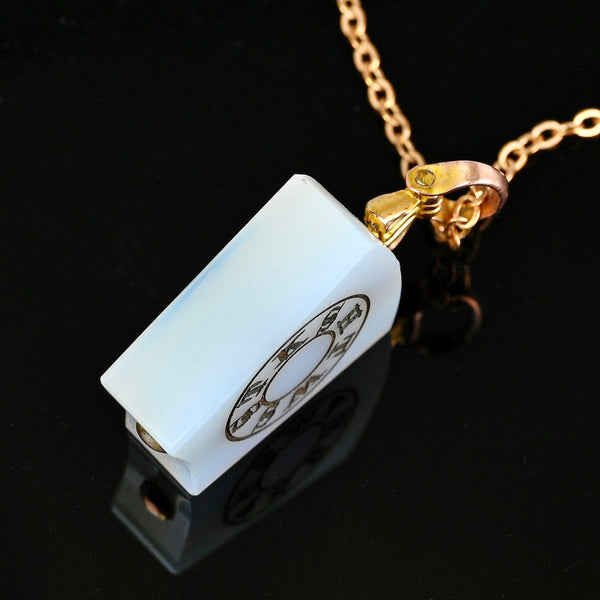 Antique Gold White Chalcedony Masonic Watch Fob Pendant - Boylerpf