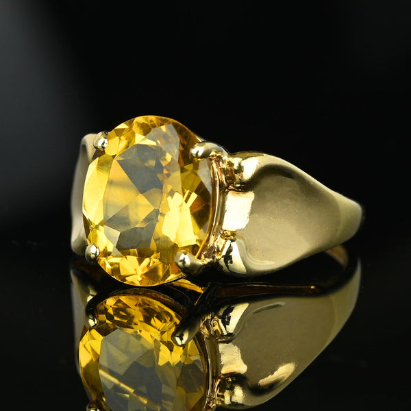 Vintage Flared Shoulder 3.75 ctw Yellow Citrine Ring in 10K Gold - Boylerpf