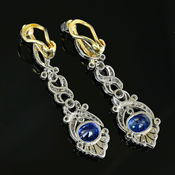 Platinum Ceylon Sapphire and Diamond Drop Earrings - Boylerpf