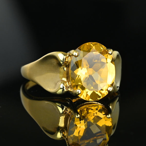 Vintage Flared Shoulder 3.75 ctw Yellow Citrine Ring in 10K Gold - Boylerpf