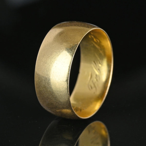 Mens Antique Victorian 18K Gold Ring, Wide Band - Boylerpf