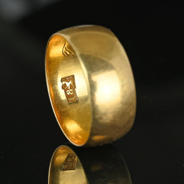 Mens Antique Victorian 18K Gold Ring, Wide Band - Boylerpf