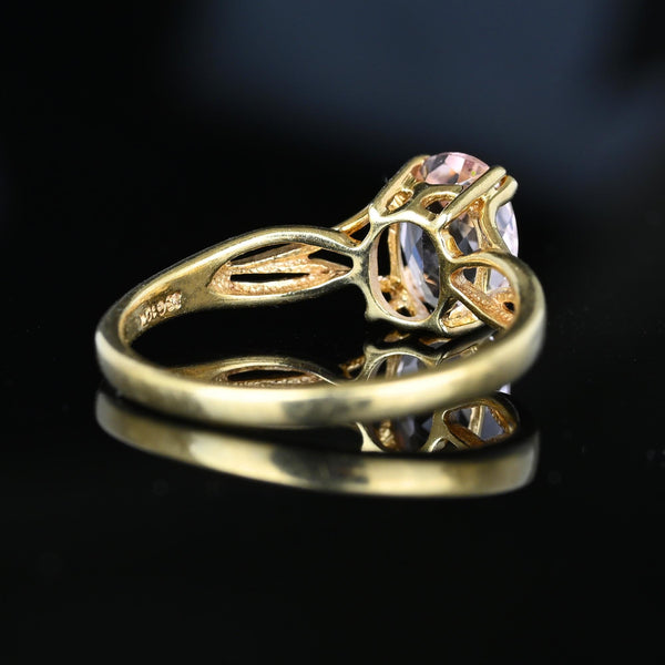 Vintage Checkerboard Cut Pink Morganite Ring in 10K Gold - Boylerpf