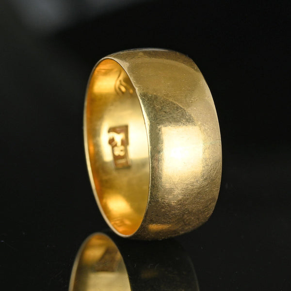 Mens Antique Victorian 18K Gold Ring, Wide Band - Boylerpf