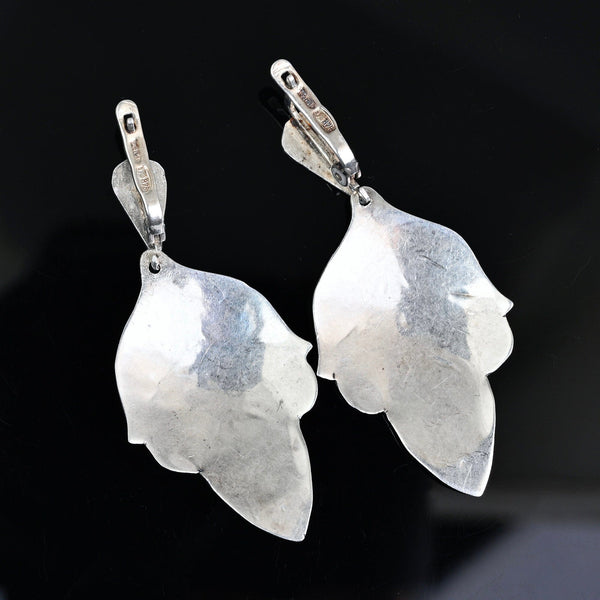 Vintage Russian Niello Silver Chandelier Earrings 875 Hallmark - Boylerpf