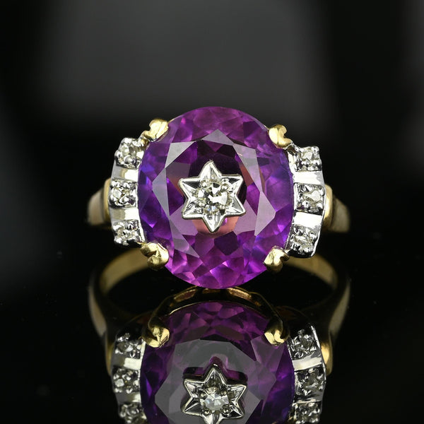 Art Deco European Diamond Star Purple Sapphire Ring - Boylerpf