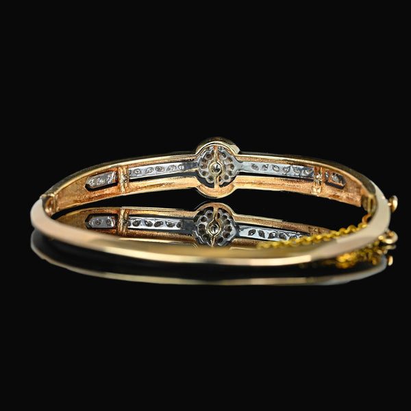 Victorian Revival Cobalt Enamel and Diamond Bracelet Bangle