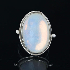 Vintage Silver Jelly Opal Cabochon Statement Ring - Boylerpf