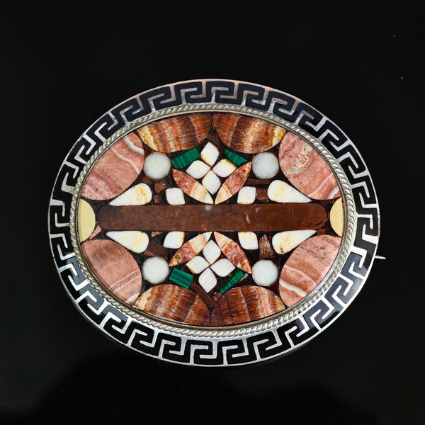 Victorian Scottish Agate Pietra Dura Brooch