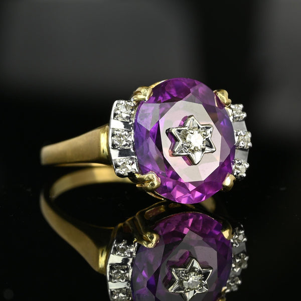 Art Deco European Diamond Star Purple Sapphire Ring - Boylerpf