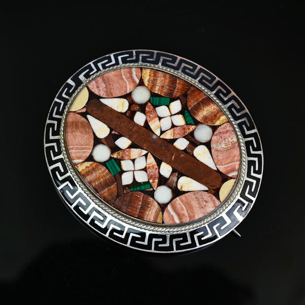 Victorian Scottish Agate Pietra Dura Brooch