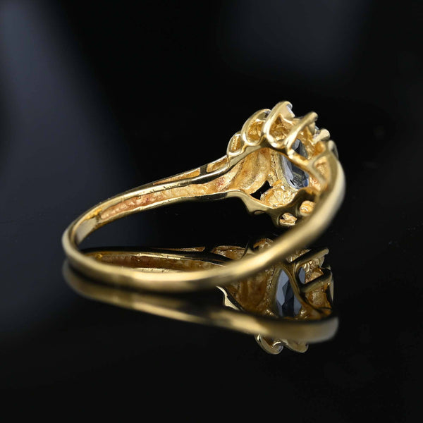 Vintage Bypass 10K Gold Diamond Aquamarine Ring - Boylerpf
