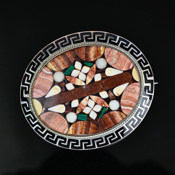 Victorian Scottish Agate Pietra Dura Brooch