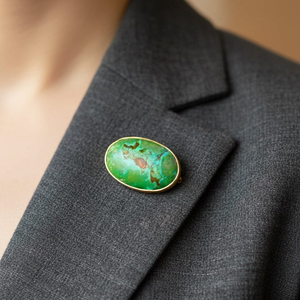 Antique Art Deco 14K Gold Turquoise Brooch