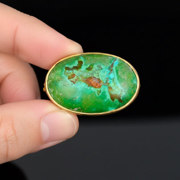 Antique Art Deco 14K Gold Turquoise Brooch