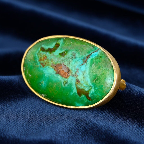 Antique Art Deco 14K Gold Turquoise Brooch