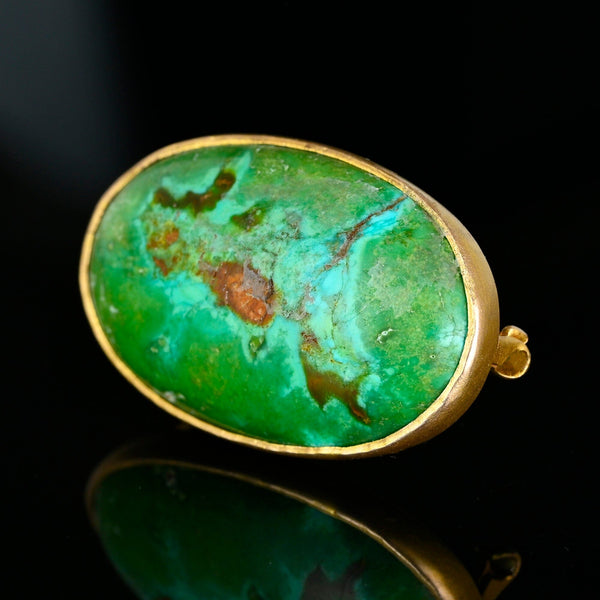 Antique Art Deco 14K Gold Turquoise Brooch