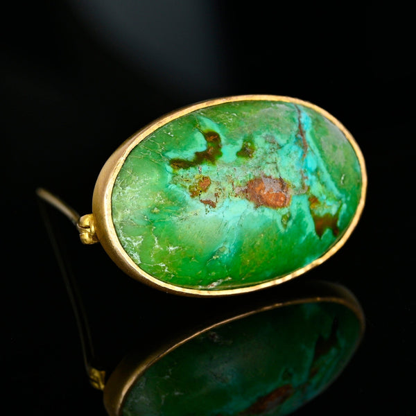 Antique Art Deco 14K Gold Turquoise Brooch