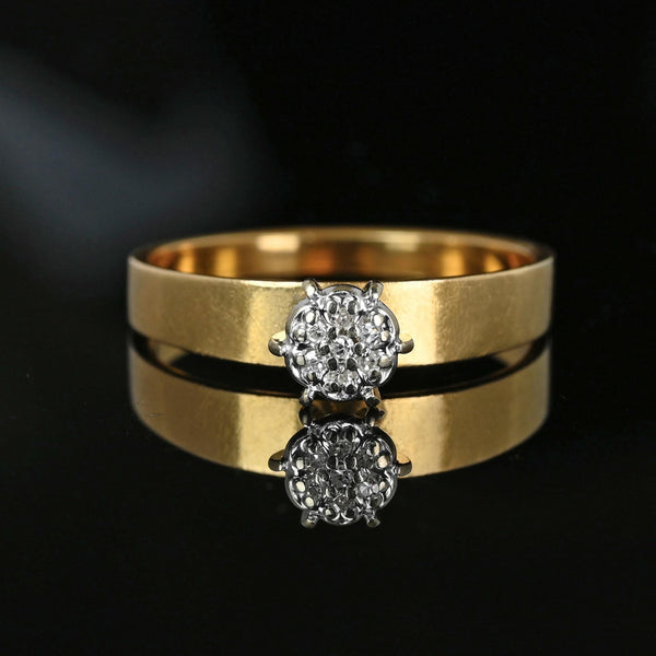 Fine 14K Gold Band Diamond Daisy Cluster Engagement Ring - Boylerpf