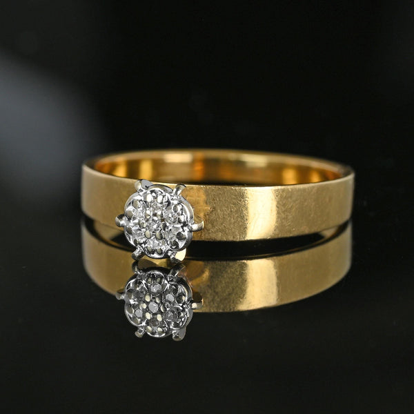 Fine 14K Gold Band Diamond Daisy Cluster Engagement Ring - Boylerpf