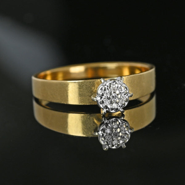 Fine 14K Gold Band Diamond Daisy Cluster Engagement Ring - Boylerpf