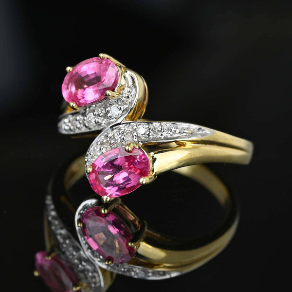 Vintage Toi Et Moi Style Pink Sapphire Diamond Ring - Boylerpf