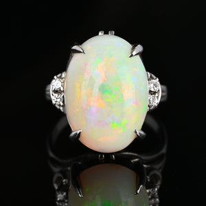 Magnificent Platinum Diamond 4.25 CTW Opal Ring - Boylerpf