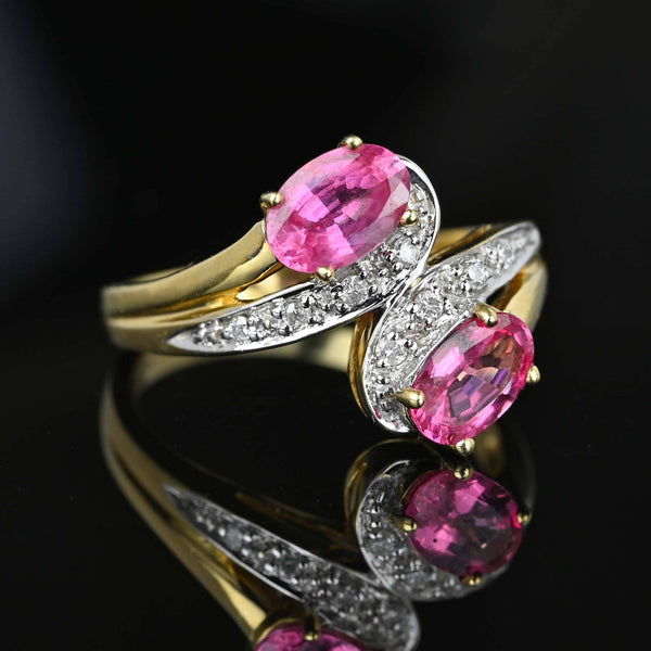 Vintage Toi Et Moi Style Pink Sapphire Diamond Ring - Boylerpf