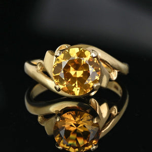 Vintage Bypass 10K Gold Citrine Solitaire Ring - Boylerpf