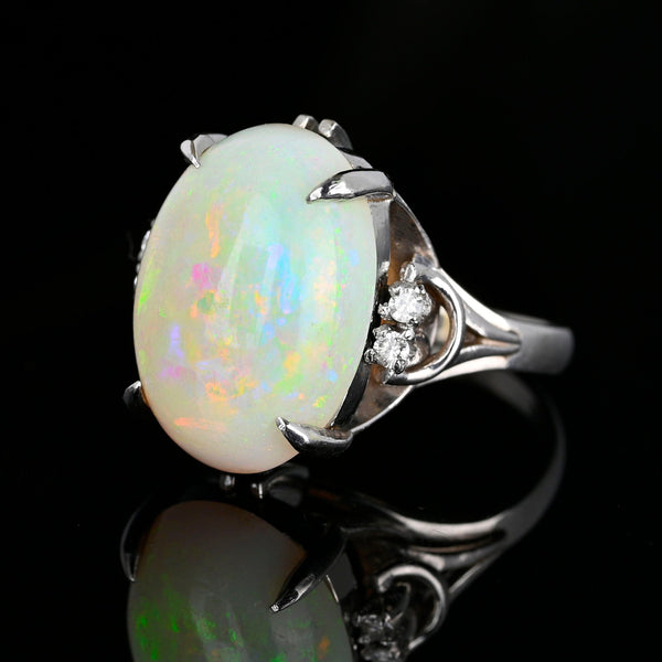 Magnificent Platinum Diamond 4.25 CTW Opal Ring - Boylerpf