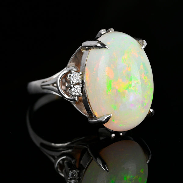 Magnificent Platinum Diamond 4.25 CTW Opal Ring - Boylerpf