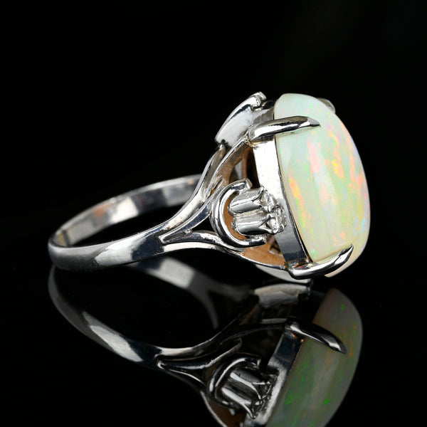 Magnificent Platinum Diamond 4.25 CTW Opal Ring - Boylerpf