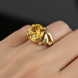 Vintage Bypass 10K Gold Solitaire Citrine Ring - Boylerpf