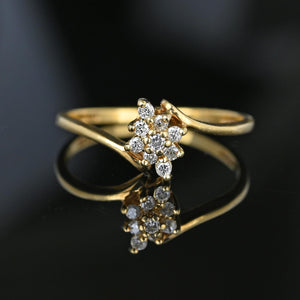 Vintage 10K Gold Bypass Diamond Cluster Ring - Boylerpf