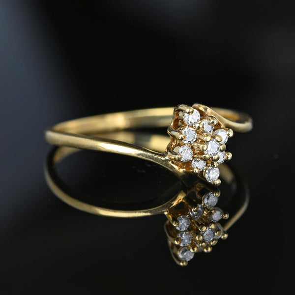 Vintage 10K Gold Bypass Diamond Cluster Ring - Boylerpf
