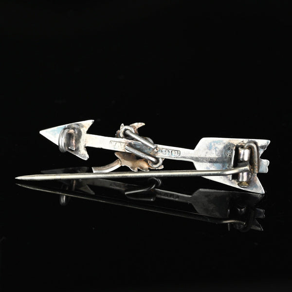 Antique Silver Scottish Agate Pearl Thistle Arrow Brooch