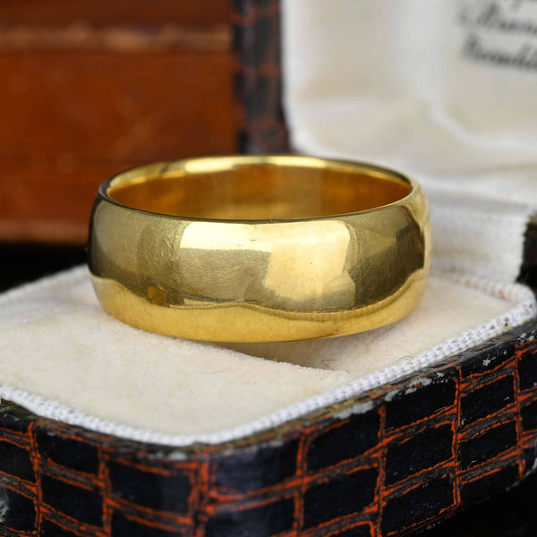 Superb Krementz Wide 18K Gold Band Ring, Unisex - Boylerpf