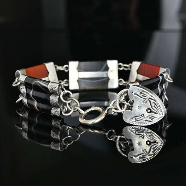 Victorian Scottish Agate Bracelet with Heart Padlock - Boylerpf